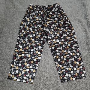 Old Navy Unisex Satin Holiday Pajama Pants Size Large Black With Holiday Print